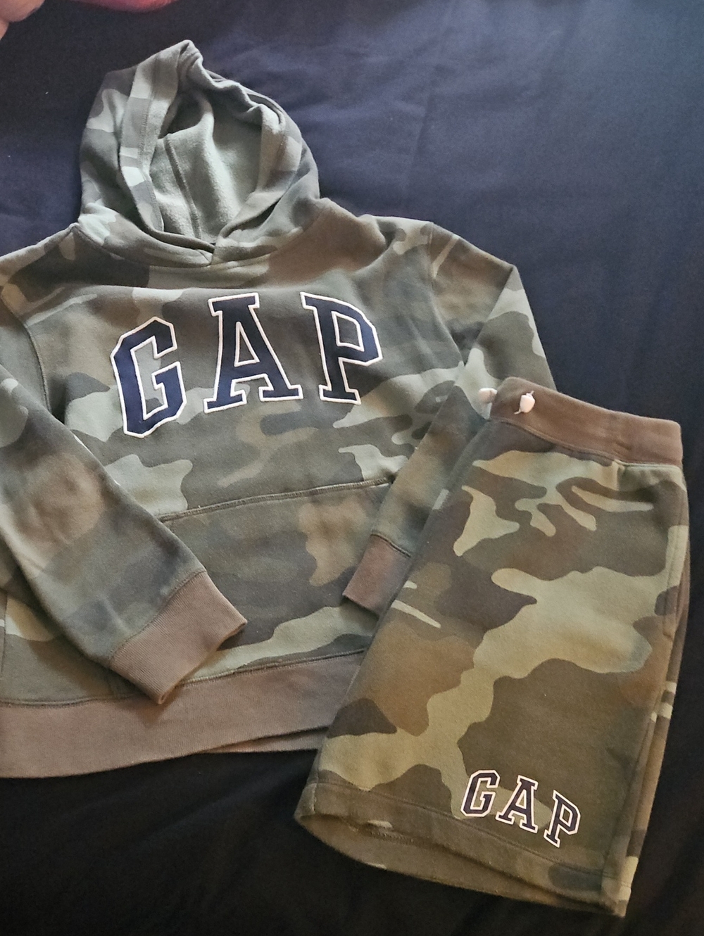 GAP Olive Green Camo Hoodie and Shorts Kids